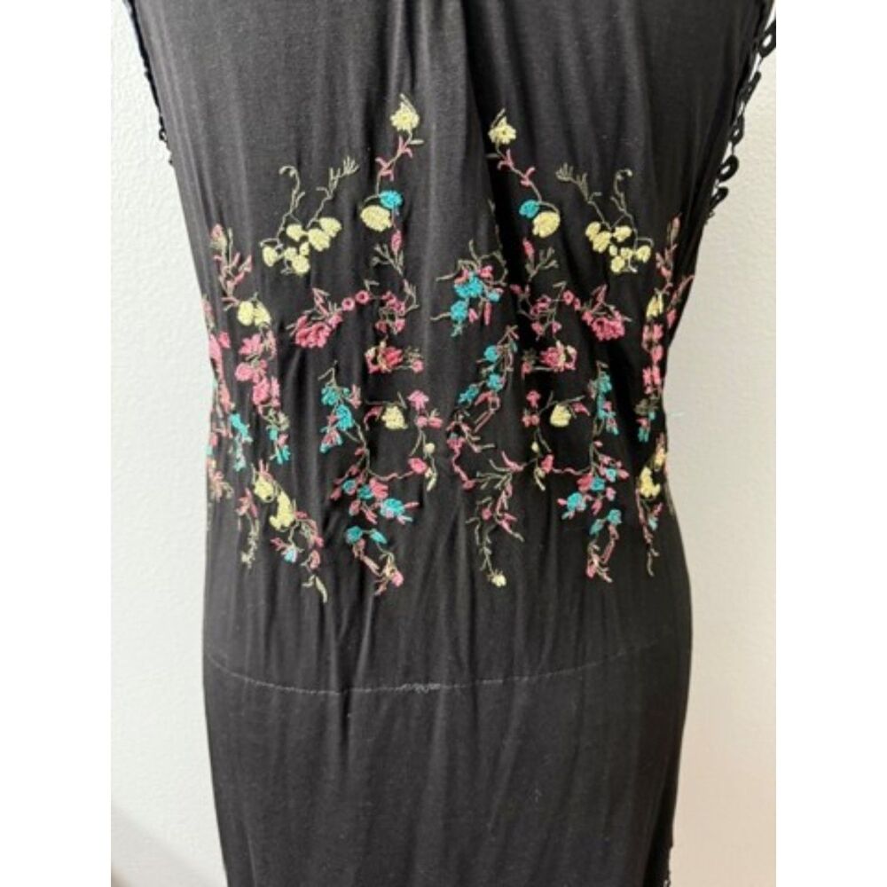 POL Embroidered Lace Hem Mock Neck Mini Dress Boho Large - Picture 6 of 12